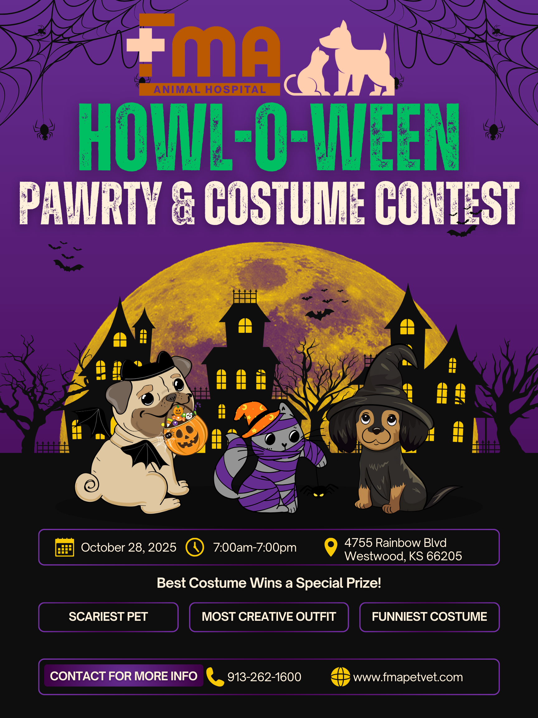 Black and Purple Illustration Halloween Pet Costume Contest Poster (1)